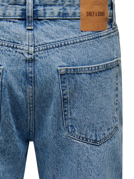 Men's Jeans Pants with Loose Tapered Fit Light Blue
