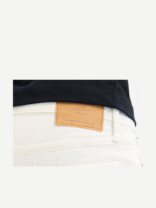 GLENN Men's Jeans Pants Elastic with Slim Fit White
