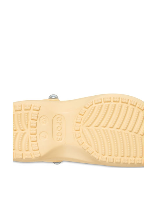 Crocs Classic Pearl Γυναικεία Σαμπό Κίτρινα