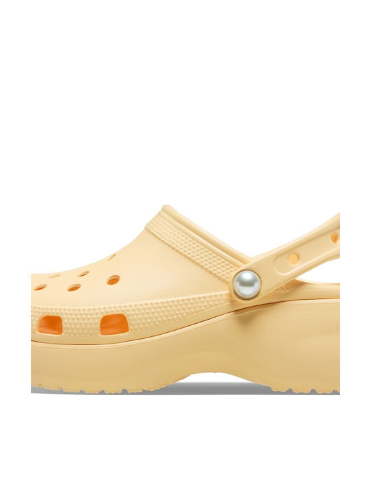 Crocs Classic Pearl Γυναικεία Σαμπό Κίτρινα
