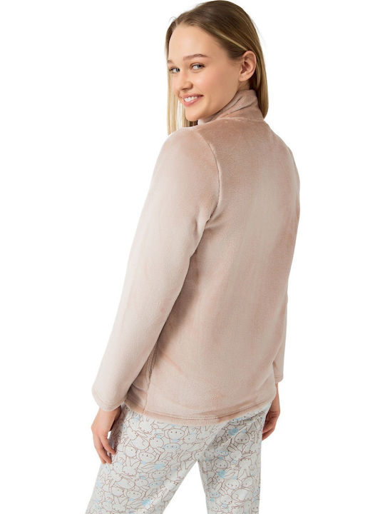Minerva Winter Damen Pyjama-Jacke Beige