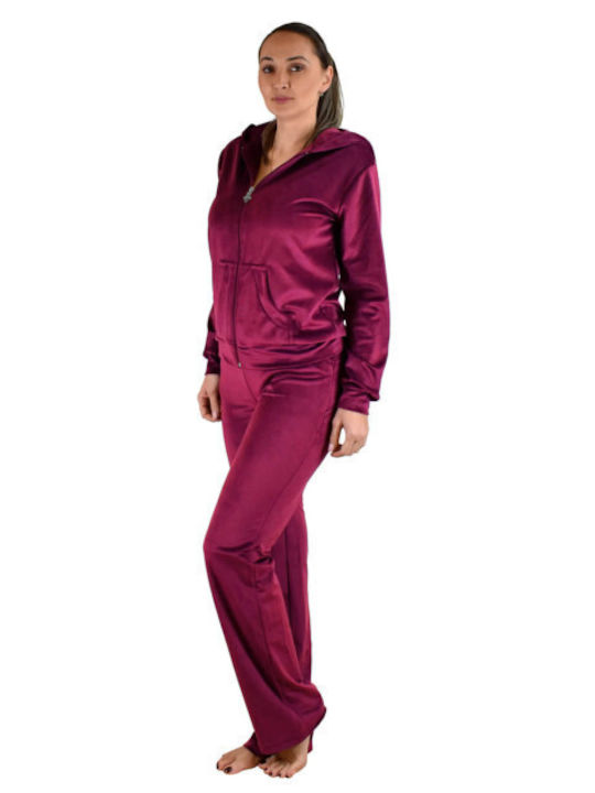 Secret Point Sweatsuit Velvet Burgundy