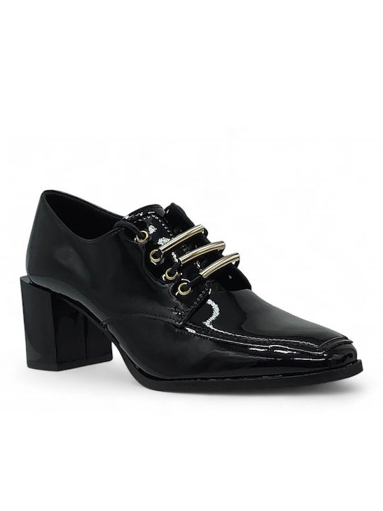 Wall Street Patent Leather Black Medium Heels