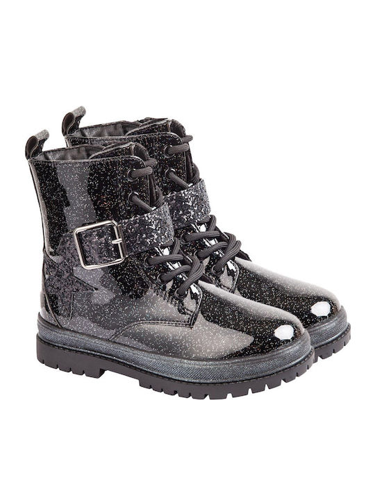 Kinderstiefel mit Schnürsenkeln Schwarz
