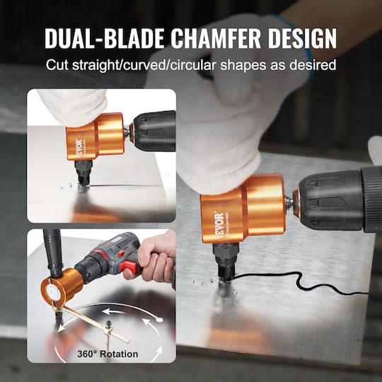 Vevor Double Head Sheet Metal Nibbler Drill Attachment Electric Drill Cutting Tool