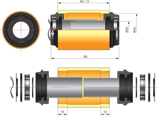 FSA MTB MegaExo 24mm PF30-46 68/73mm Bottom Bracket CFMM3