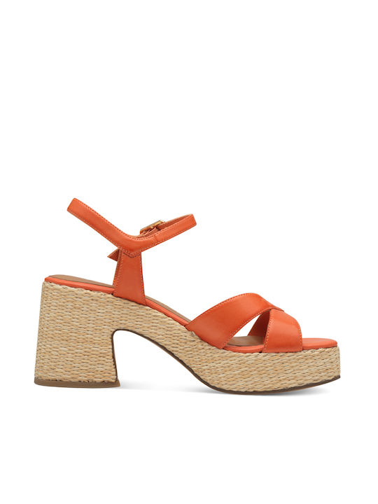 Tamaris Leather Women's Sandals Orange