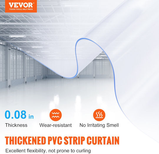 Vevor Λωρίδα Κουρτίνα Pvc Κουρτίνα Πόρτας 150' X 8" Roll Cooler Freezer Freezer Clear Plastic