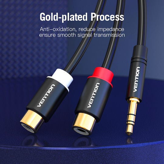 Vention 3.5mm Jack Cable 3.5mm Male - 2x RCA Female Black 0.3m VAB-R02-B030