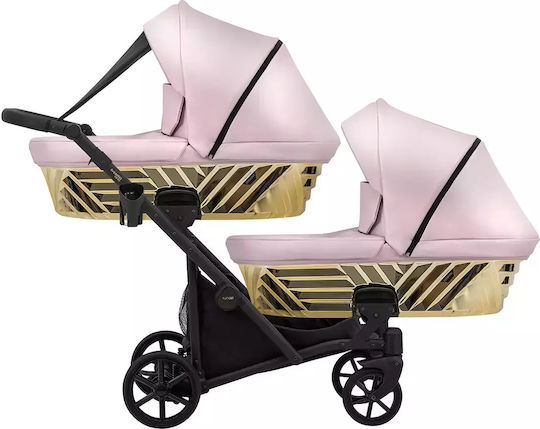 Kunert Ivento Duo Glam Ρυθμιζόμενο Καρότσι για Δίδυμα Kατάλληλο για Nεογέννητο Eco Pink Metalic / Black Frame 12.4kg