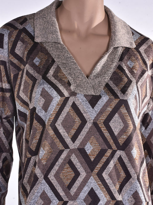 Women's Blouse Long Sleeve Brown