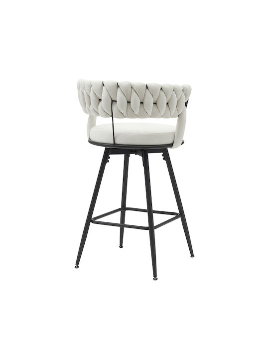 Stool Bar with Backrest Upholstered with Velvet Erosa Beige 58x55x90cm