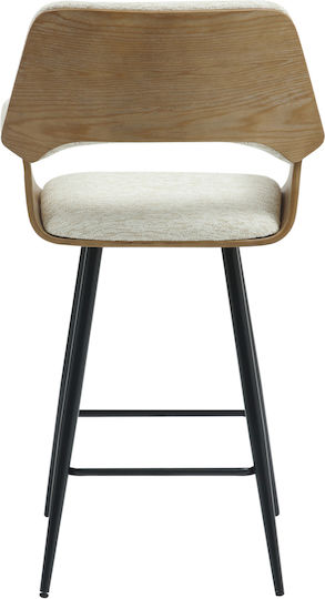 Stool Bar with Backrest Upholstered with Fabric Clipp Black - Ecru 2pcs 57.5x53x98cm