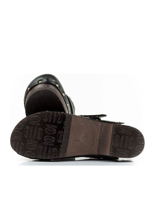 Iconic Leather Mules with High Heel in Black Color