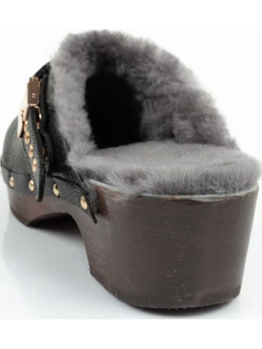 Iconic Leather Mules with High Heel in Black Color
