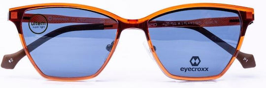 Eyecroxx 604 C3 Clip-On Damen Metallbrillen Schmetterling Grau Clip-On Sonnenbrille