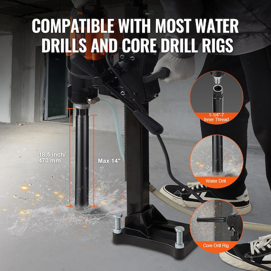 Vevor 2" Core Drill Wet Diamond Core Drill Concrete Core Drill 14" Depth Saw Blade 1-1/4"-7 Internal Thread Laser Welded Diamond Tip Wet Core Brick Concrete