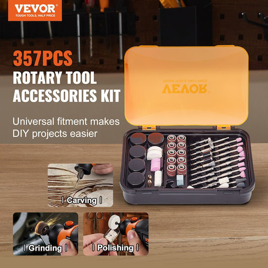 Vevor Rotary Tool Accessories Set 357pcs 1/8" Diameter Electric Rotary Tool Accessories General Purpose Electric Tool Accessories Carving Sanding Cutting Drilling Cleaning Polishing