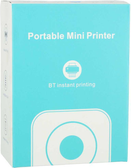 Mini Bluetooth Thermal Printer Photos Φορητός Εκτυπωτής White Blue