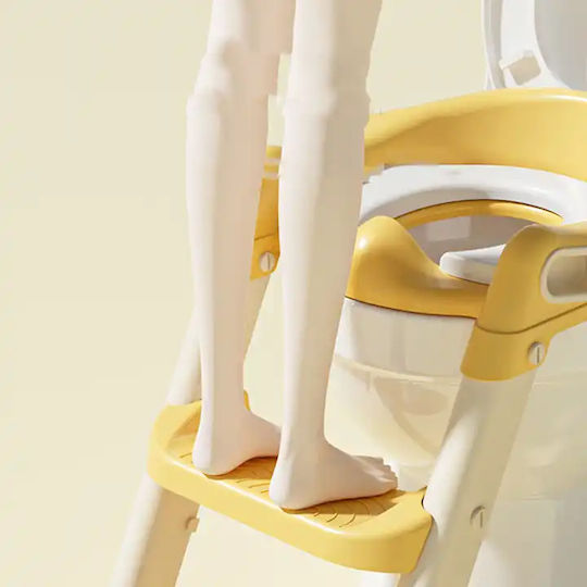 Zafit Toddler Toilet Seat With Footrest Handles And Yellow Cushion