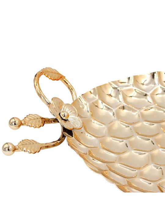 Metal Platter 50x26x5 cm Gold Hammered Keskor 43077-1