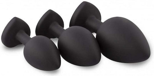 Easytoys Silicone Buttplug Πρωκτικές Σφήνες Σετ Μαύρες 3τμχ