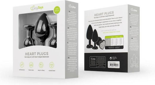 Easytoys Silicone Buttplug Πρωκτικές Σφήνες Σετ Μαύρες 3τμχ