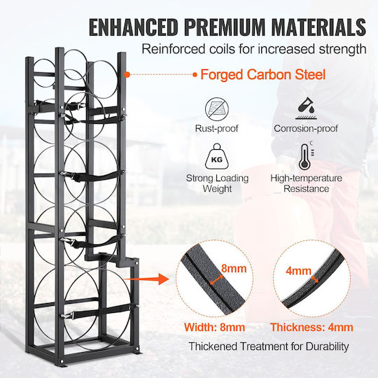 Vevor Refrigerant Tank Rack 1 X 50 lbs 2 X 30 lbs Plus 3 Small Bottle Tanks Cylinder Tank Rack 15.55 X 12.99 X 49.8 Inches Refrigerant Cylinder Shelf Freon Cases Gas Oxygen Nitrogen
