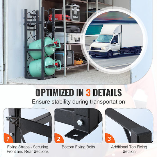 Vevor Refrigerant Tank Rack 2 X 30 Pounds Other 3 Small Cylinder Tank Rack 12.79x12.99 X 47.12 Inches Refrigerant Cylinder Rack Freon Cases Gas Oxygen Nitrogen