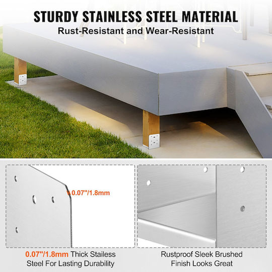 Vevor 152.4x152.4 Βάση Ανάρτησης 10 Τεμ Ανοξείδωτο Ατσάλι Ρυθμιζόμενο Στήριγμα Αγκύρωσης Εσωτερική 150 X 139,7 Ρυθμιζόμενη Βάση Στήριξης Κιγκλίδωμα Βεράντας Καταστρώματος Pavilion Διακοσμητική Πλάκα Αγκύρωσης