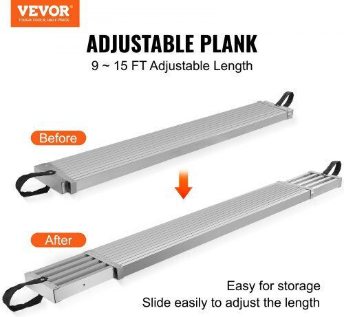 Telescopic Aluminum Scaffold Vevor 9-15 Ft 500 Lb Ksssjsjb915ybq5hjv0