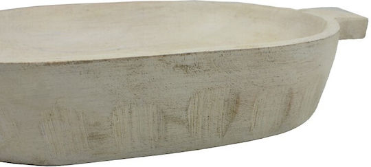 Nakaro Wood Serving Bowl Oval Wooden White 45x25cm