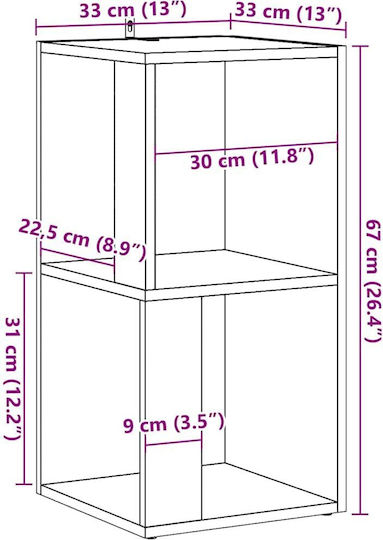 Eckschrank Altholz Holz Ingenieurholz Braun 33 x 33 x 67 cm