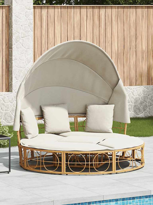 Εξωτερική Lounge Κρεβάτι Θόλο Μαξιλάρια Poly Rattan Κρεμ 4108235