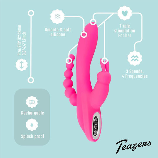 Teazers Doppelter Vibrator mit Fernbedienung 21cm Rosa