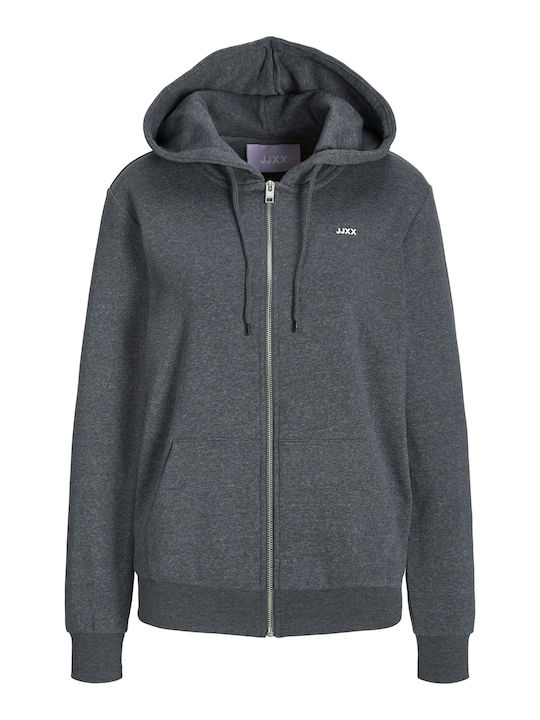 Γυναικεία Ζακέτα Φούτερ με Κουκούλα Darkgrey