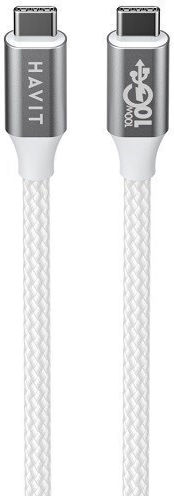 Havit Braided USB 2.0 Cable USB-C Male - USB-C 60W PD White 1m CB6290