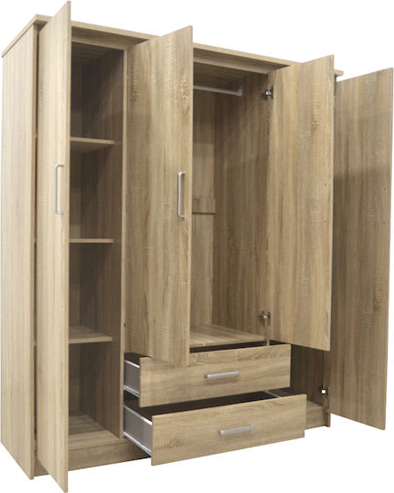 Vier Türen Kleiderschrank Olympus Natural Shade 159x57x183cm