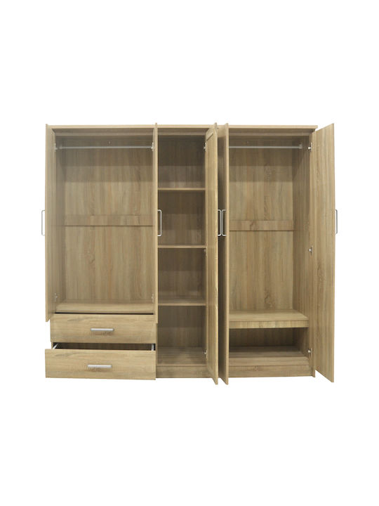 Fünf Türen Kleiderschrank Olympus mit Spiegel Natural Shade 198x57x183cm