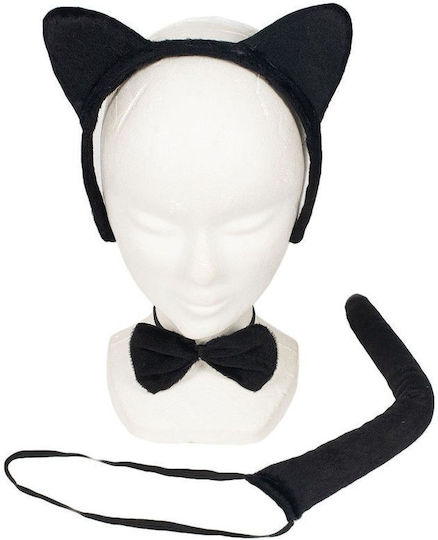 Carnival Cat Costume Set Headband Bow Tie Tail 7904 Black