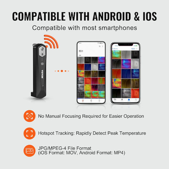 Vevor KDSRCXY2561956M8NV0 Handheld Thermal Camera mit Bildschirm 1.34" für Temperaturen ab 1°C für Mobilgeräte