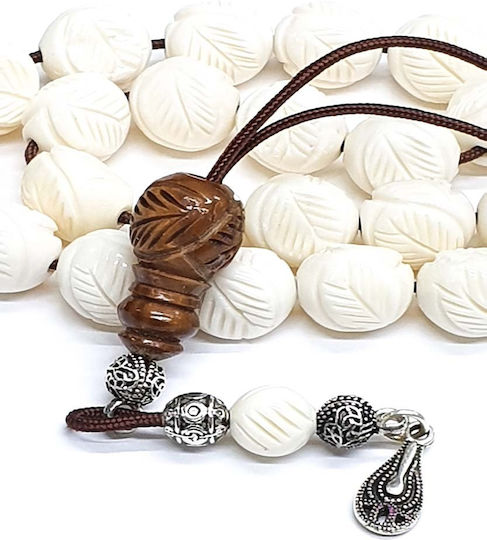 Roloi Komboloi Camel Bone Worry Beads White 29cm
