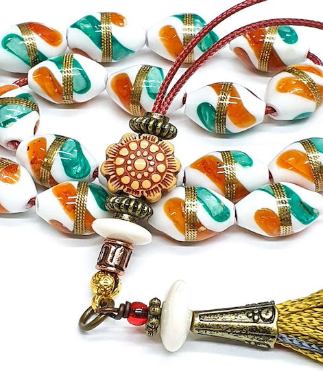 Roloi Komboloi Camel Bone Worry Beads Multicolour 32cm