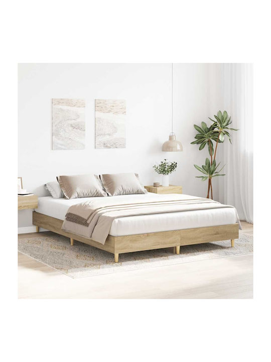 Vidaxl Bed Frame Without Mattress 150x200cm Engineered Wood 1 Pc Double Brown