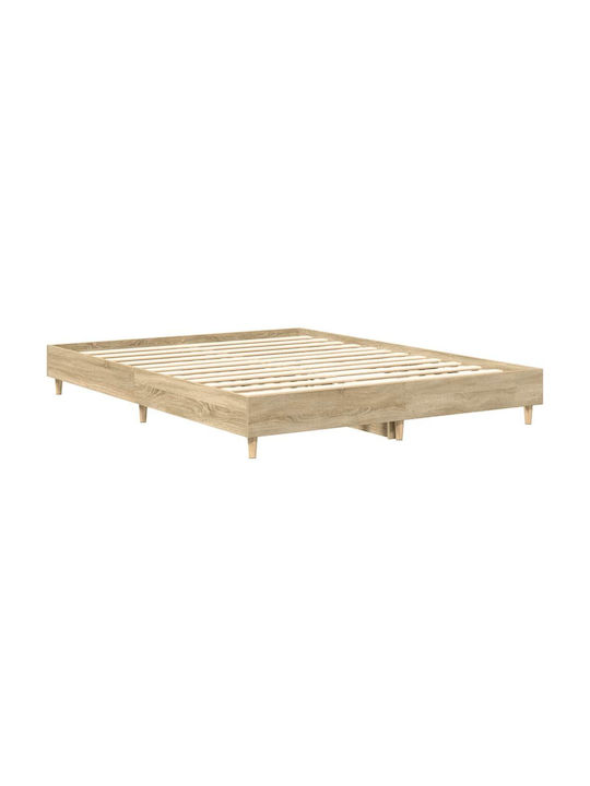 Vidaxl Bed Frame Without Mattress 150x200cm Engineered Wood 1 Pc Double Brown