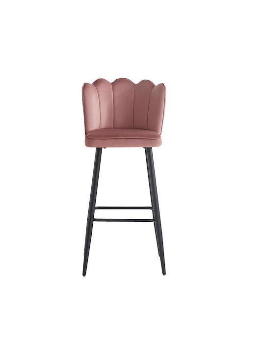 Stool Bar with Backrest Upholstered with Velvet Velvi Rotten apple 43x62x95cm