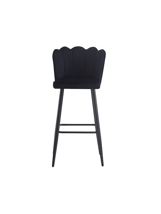 Stool Bar with Backrest Upholstered with Velvet Velvi Μαύρη Απόχρωση 43x62x95cm