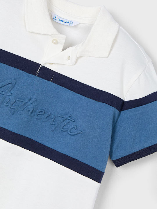 Kinderpolo Kurzarm Creme-hellblau