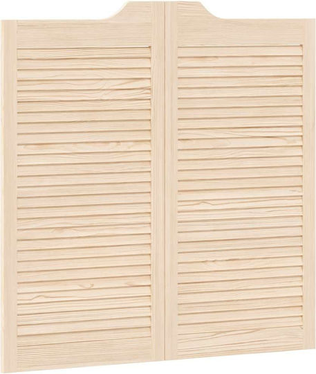 Swing Doors Louvred Design 1-pair 100x100 Cm Μασίφ Ξύλο Πεύκο Καφέ 100 X 100 Cm