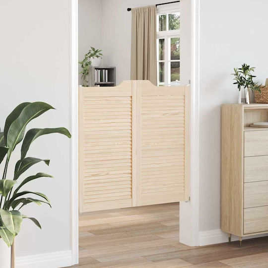 Swing Doors Louvred Design 1-pair 100x100 Cm Μασίφ Ξύλο Πεύκο Καφέ 100 X 100 Cm